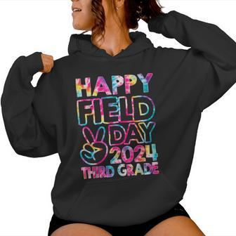 Happy Field Day 2024 Third Grade Field Trip Fun Day Tie Dye Women Hoodie - Monsterry DE