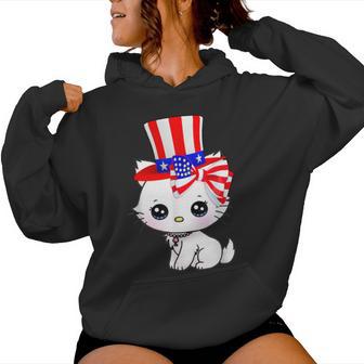 Happy July 4Th Usa Flag Cat Dad-Dy Mom-My Boy Girl Women Hoodie - Monsterry UK