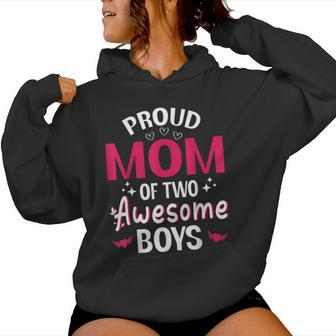 Happy Mother Day Mommy Proud Mom Of Two Awesome Boys Son Women Hoodie - Thegiftio UK
