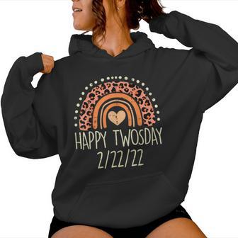 Happy Twosday 22222 Leopard Rainbow Twos Day 2022 Teacher Women Hoodie - Monsterry CA