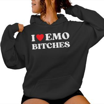 I Heart Emo Bitches Quote Red Heart Emo Girl Style Women Hoodie - Thegiftio UK