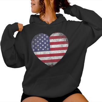 Heart Love 4Th Of July American Flag Usa America Mom Women Women Hoodie - Monsterry