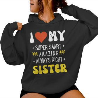 I Heart Love My Sister Family Matching Retro Women Hoodie - Monsterry UK