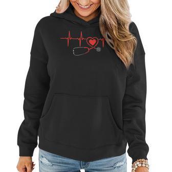 Heartbeat Scrub Valentine Nurse Valentines Day Rn Icu Women Women Hoodie - Monsterry DE