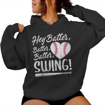Hey Batter Swing Baseball Heart Mom Cute Women's Women Hoodie - Thegiftio UK