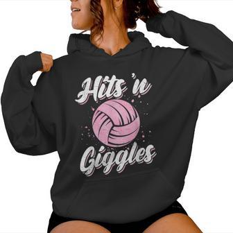 Hits 'N Giggles Volleyball Player Team Volleyball Women Women Hoodie - Thegiftio UK