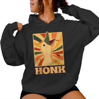 Honk Goose Retro Duck Chicken Meme Idea Women Hoodie - Thegiftio UK