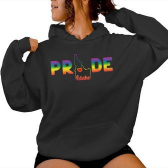 Idaho Pride With State Outline In Rainbow Colors Women Hoodie - Monsterry UK