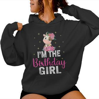 I'm The Birthday Girl Cow 1St Cow Birthday Girl Women Hoodie - Monsterry CA