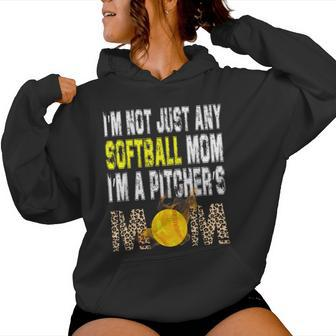 I'm Not Just Any Softball Mom I'm A Pitcher's Mom Leopard Women Hoodie - Seseable