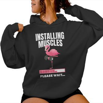 Installing Muscles Flamingo Exercise Fitness Motivation Women Hoodie - Monsterry CA