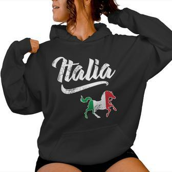 Italia Flag Horse Italian Italy Vintage Distressed Fade Women Hoodie - Monsterry CA