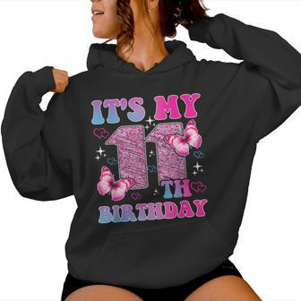 It's My 11Th Birthday Girls Butterfly Cute 11 Year Old Women Hoodie - Seseable