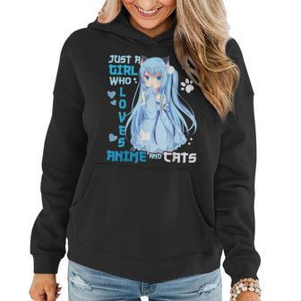Just A Girl Who Loves Anime And Cats Kawaii Otaku Girl Women Hoodie | Seseable CA