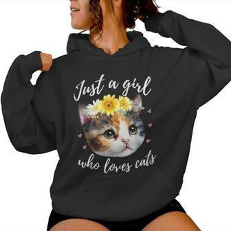 Just A Girl Who Loves Cats Cute Calico Cat Lover Women Hoodie - Monsterry CA