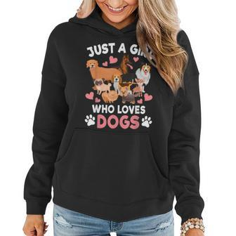 Just A Girl Who Loves Dogs Puppy Dog Lover Girls Toddlers Women Hoodie - Thegiftio UK