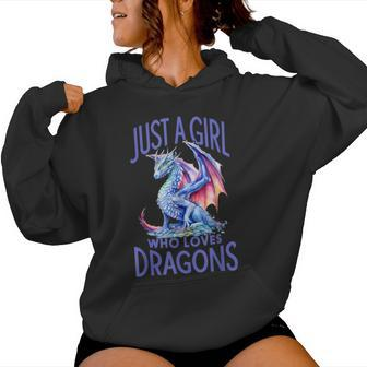 Just A Girl Who Loves Dragons Girl Blue Dragon Women Hoodie - Seseable
