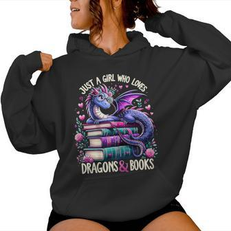 Just A Girl Who Loves Dragons And Books Dragon Reading Women Hoodie - Seseable
