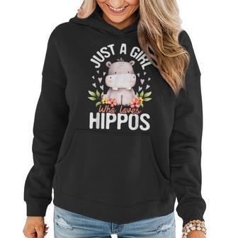 Just A Girl Who Loves Hippos Hippopotamus Hippo Lover Women Hoodie - Monsterry UK