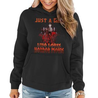 Just A Girl Who Loves Horror Movie Man Customs Women Hoodie - Monsterry CA