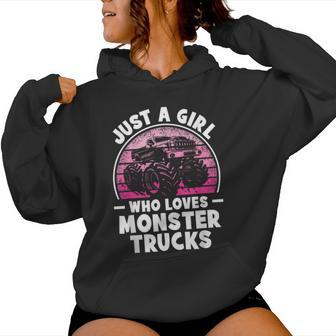 Just A Girl Who Loves Monster Trucks Monster Truck Women Hoodie - Monsterry
