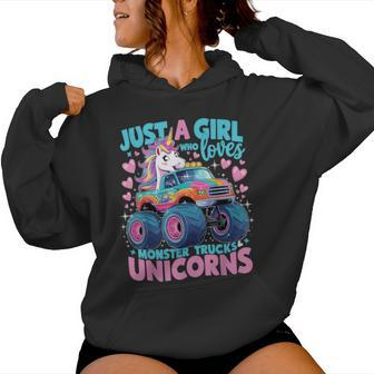 Just A Girl Who Loves Monster Trucks And Unicorns Women Hoodie - Monsterry DE
