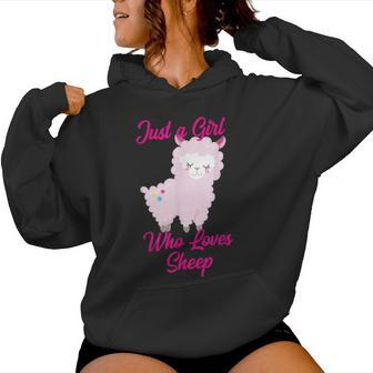 Just A Girl Who Loves Sheep Cute Pink Lamb Women Hoodie - Monsterry
