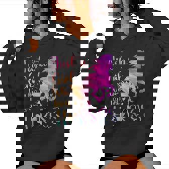Just A Girls Horse Riding For Girls Who Love Horses Tie Dye Women Hoodie - Thegiftio