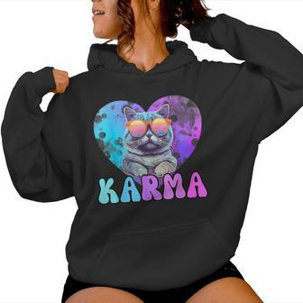 Karma Groovy Letters Concert Summer Heart Cat Lover Women Hoodie - Seseable