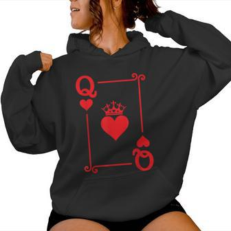King & Queen Of Hearts Matching Couple Queen Of Hearts Women Hoodie - Seseable