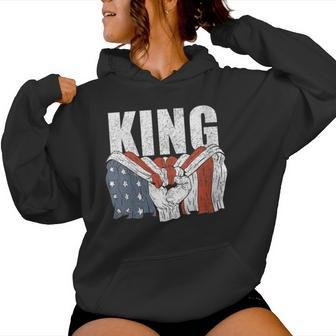 King Last Name Family Matching Retro American Flag Women Hoodie - Monsterry