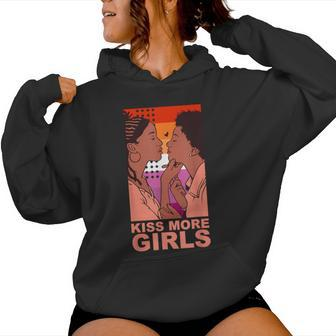 Kiss More Girls Black Lesbian Cute Lgbt Pride Month Women Hoodie - Monsterry DE