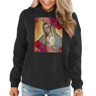 Our Lady Of Guadalupe Rose Blessed Mother Mary Catholic Women Hoodie - Monsterry UK