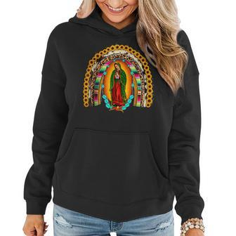 Our Lady Virgen De Guadalupe Virgin Mary Madre Mía Rainbow Women Hoodie | Mazezy CA