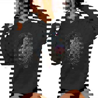 León Mandala Flores Arte Espacio Animal Zoo León Sudadera con capucha para mujer - Regaloses