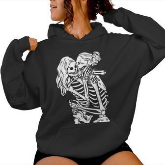 Lesbian Couple Lgbtq Pride Of Woman Skeletons Lovers Kissing Women Hoodie - Monsterry AU