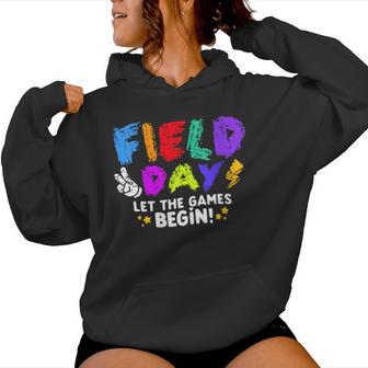 Let The Games Begin Orange Yellow Red Blue Field Day Teacher Women Hoodie - Seseable