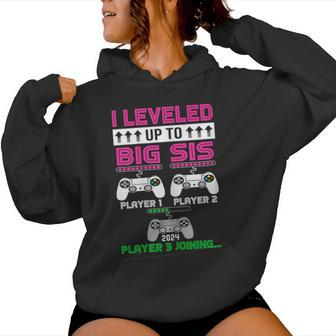 Leveled Up To Big Sister Again 2024 Promoted To Big Sister Women Hoodie - Thegiftio UK