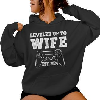 Leveled Up To Wife 2024 For Her Newly Married Couple Women Hoodie - Thegiftio UK