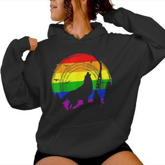 Lgbt Gay Pride Rainbow Flag Music Turntable Wolf Women Hoodie - Monsterry