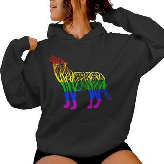 Lgbt Gay Pride Rainbow Flag Nature Forest Tree Wolf Women Hoodie - Monsterry AU