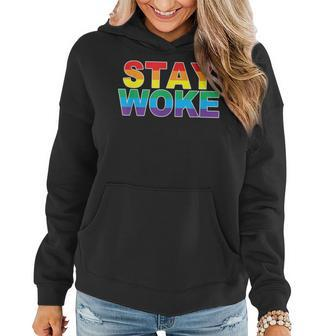 Lgbt Pride Rainbow Black Gay Stay Woke Women Hoodie - Monsterry