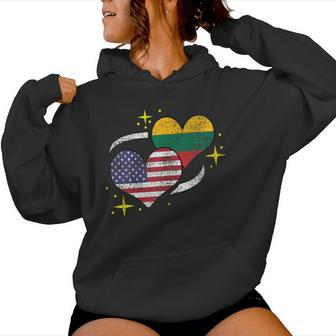 Lithuanian American Flag Heart Lithuanian Vintage Women Hoodie - Monsterry UK