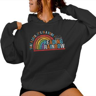 Take A Look A Book Vintage Reading Librarian Rainbow Women Hoodie - Seseable
