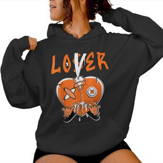 Loser Lover Drip Orange Heart Matching White Women Women Hoodie - Seseable