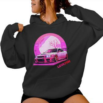 Love Jdm Girl Racer Pink Japanese Modified Race Car Women Hoodie - Monsterry DE