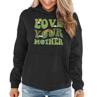Love Your Mother Groovy Hippie Earth Day Love Women Hoodie - Monsterry