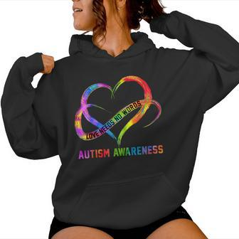 Love Needs No Words Autism Awareness Month Rainbow Heart Women Hoodie - Monsterry