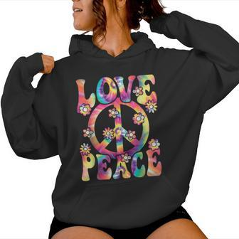 Love Peace Sign 60S 70S Outfit Hippie Costume Girls Women Hoodie - Thegiftio