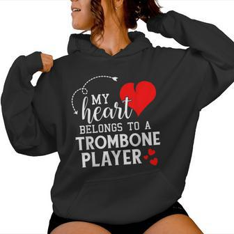 I Love My Trombone Player Husband Wife Valentines Women Hoodie - Monsterry DE